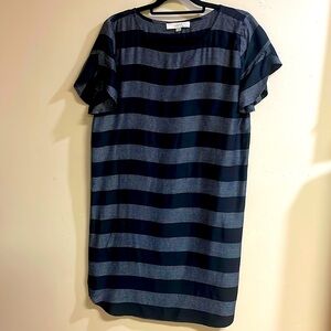 Loft Black and White Striped Dress Size Small